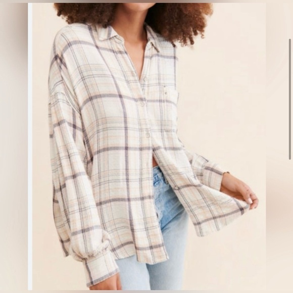 WE THE FREE People Hidden Valley ButtonDown Shirt Top Blouse Oversized Plaid - Picture 8 of 16